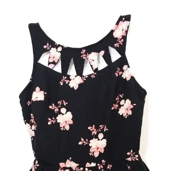 Empyre Floral cutout zipper detailing mini dress S - Picture 3 of 9